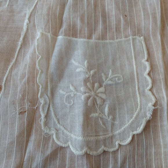 Antique Victorian Apron Vintage Small Sheer White Dainty AS IS Damaged Holes Tea - Picture 4 of 13